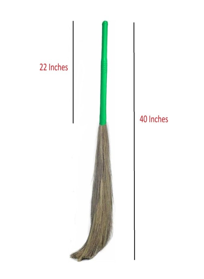 bvslf Natural Grass Broom (Phool Jhadu), 40-Inch Long Mizoram Grass Broom with Plastic Handle | Lightweight & Durable for Floor, Ceiling & Home Cleaning | Long Lasting Jhadoo, Set of 1 - Image 2